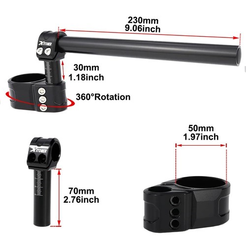 50mm adjustable clip ons - 50mm, clip-ons